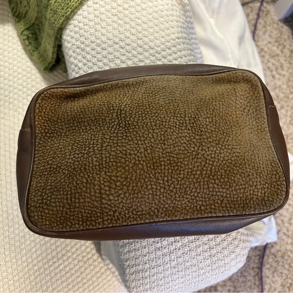BORBONESE Vintage Redwall Partridge Eye Suede & Leather Clutch Cosmetic Pouch - Picture 11 of 12